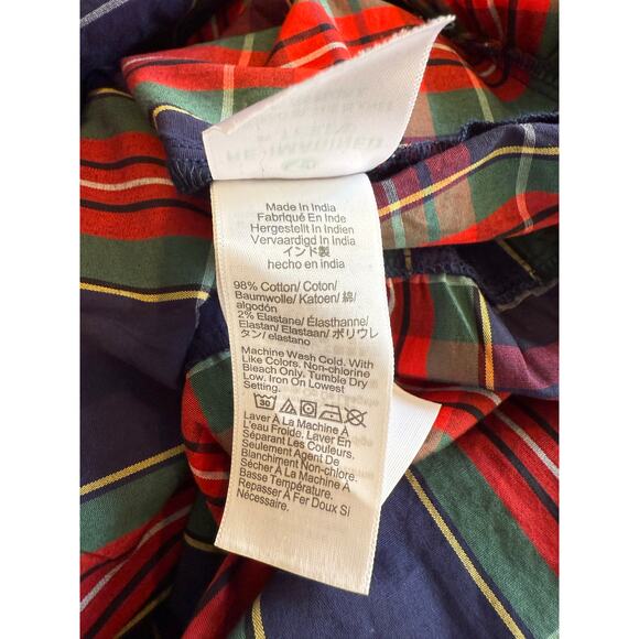 J.Crew Factory Navy Plaid Smocked Tiered Midi Dress, Size XL - Picture 7 of 8